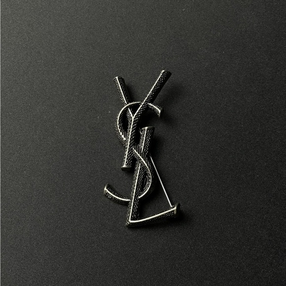 Saint Laurent YSL Silver Logo Brooch - Picture 1 of 9